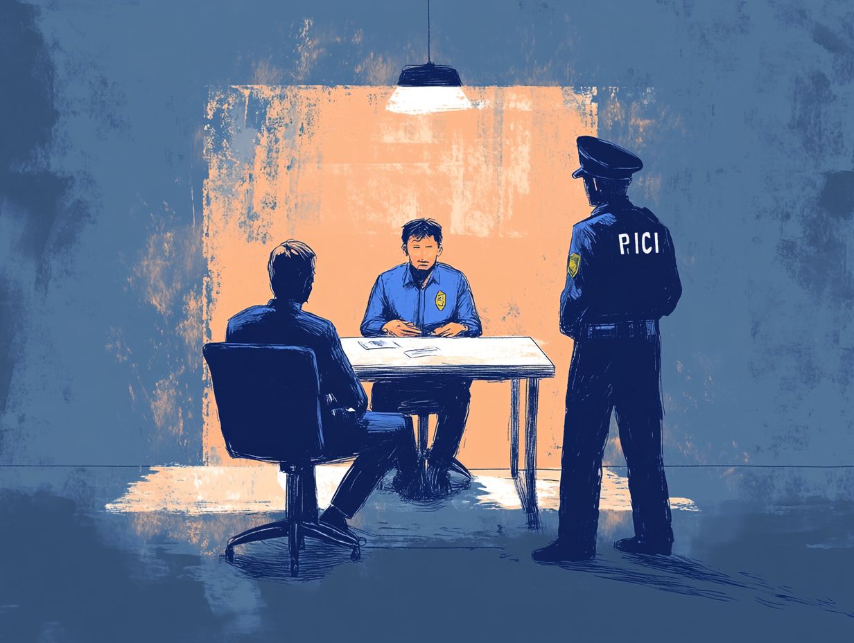 Visual guide on staying calm during police interrogation and asserting your rights