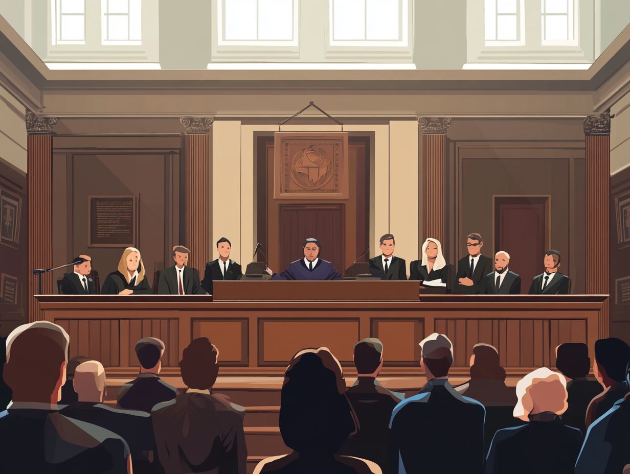 An illustration explaining the right to a public trial