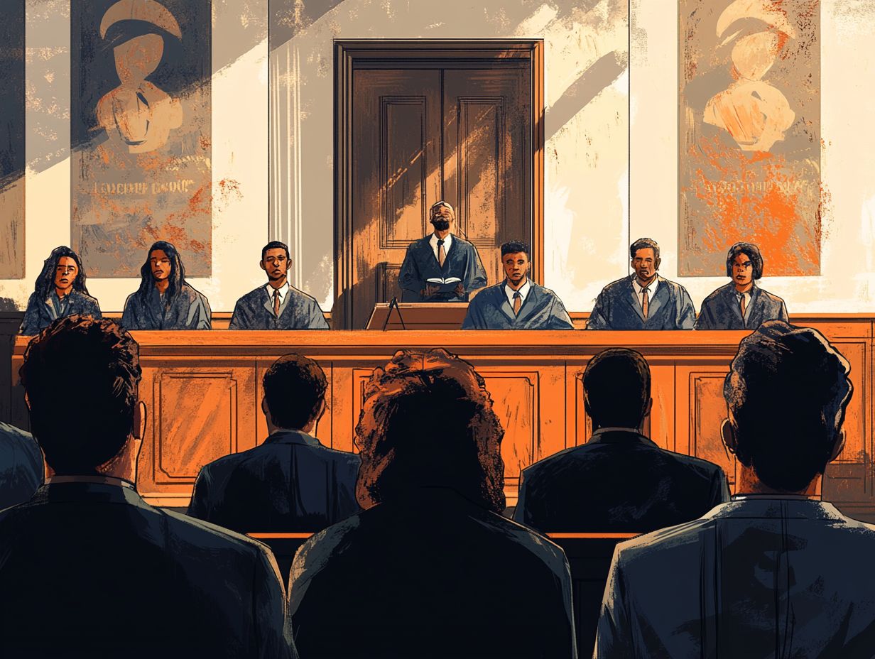 Illustration depicting the possible outcomes and consequences of jury nullification