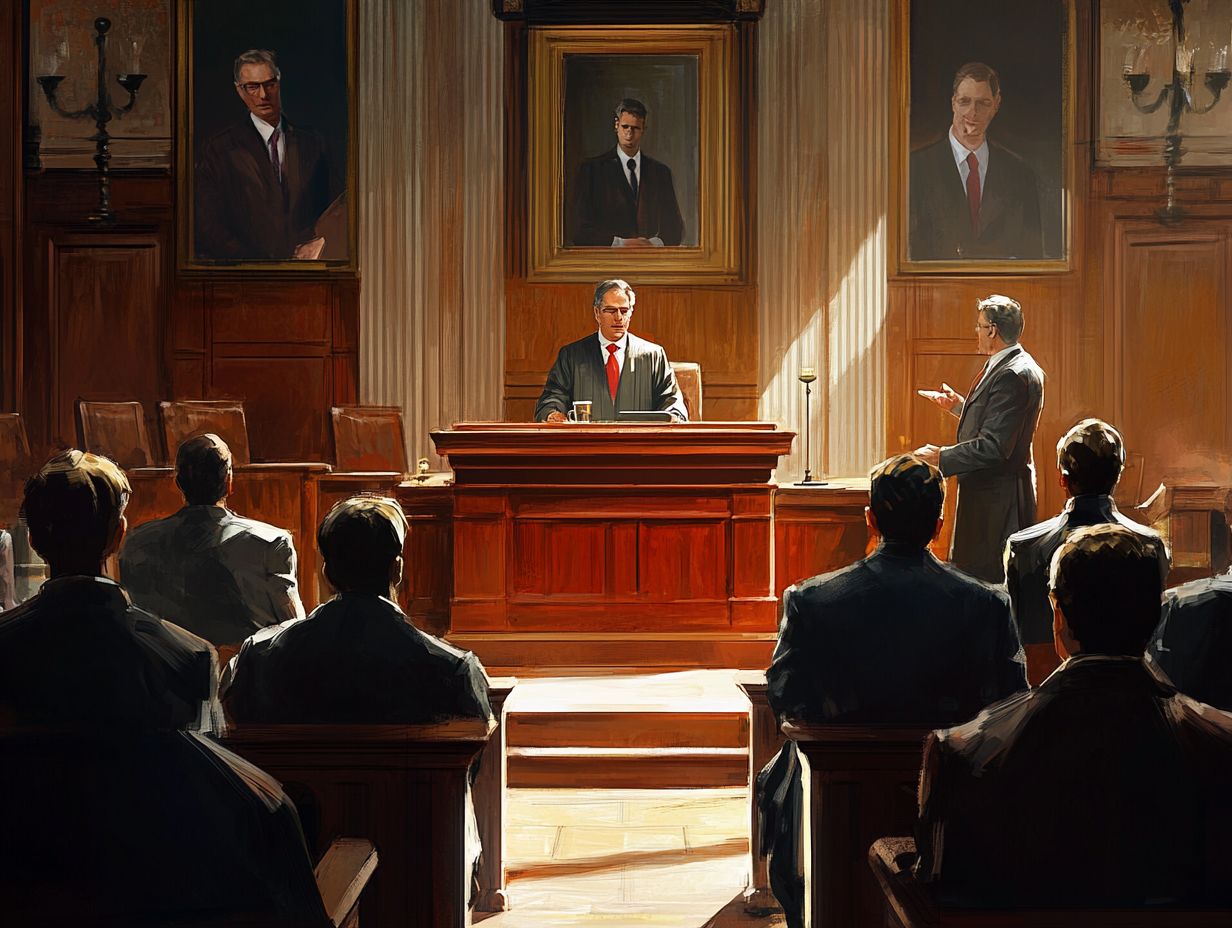 A courtroom scene showing an expert witness testifying